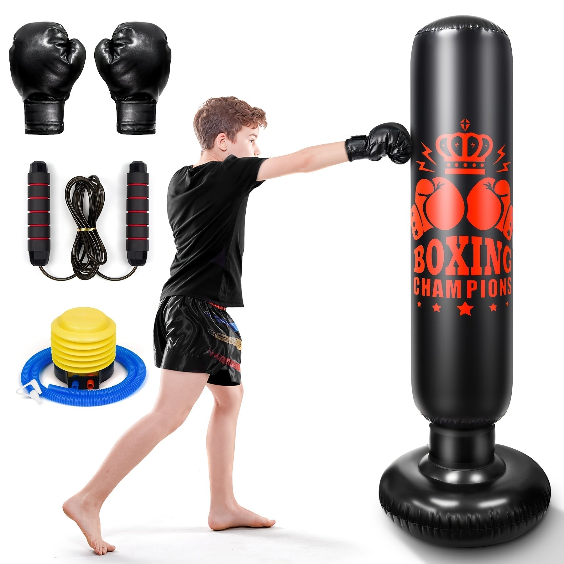 Punching Bag with Gloves & Skipping Rope Punching & Training Bags - Tophatter Daily Deals