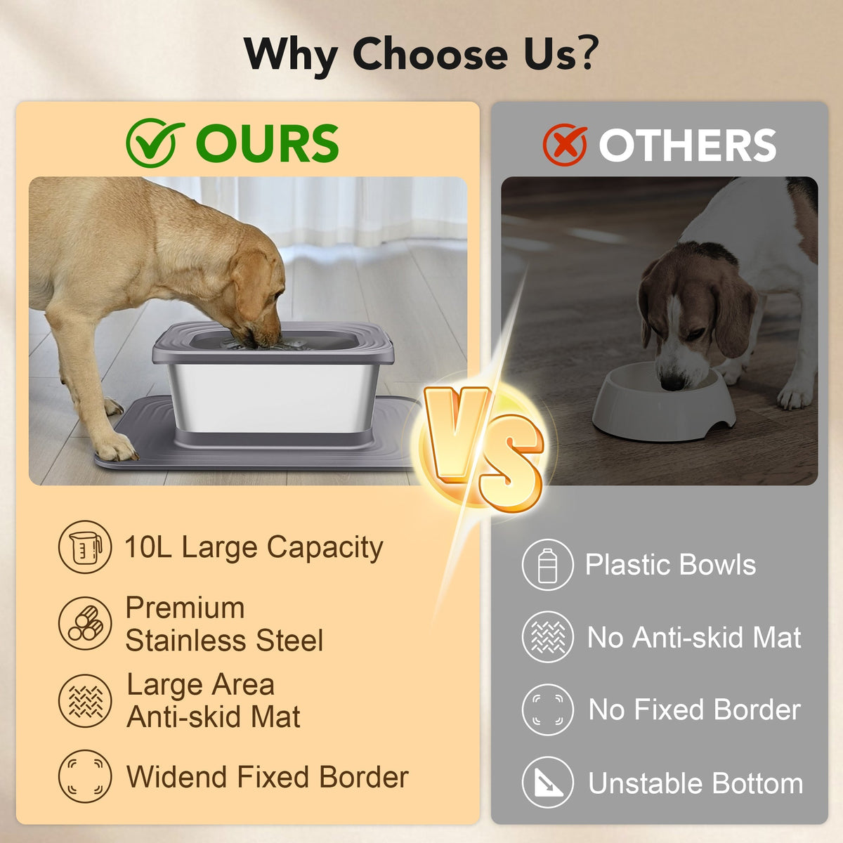 Dog Stainless Steel Water Bowl with Mat Dog Supplies - Tophatter Daily Deals