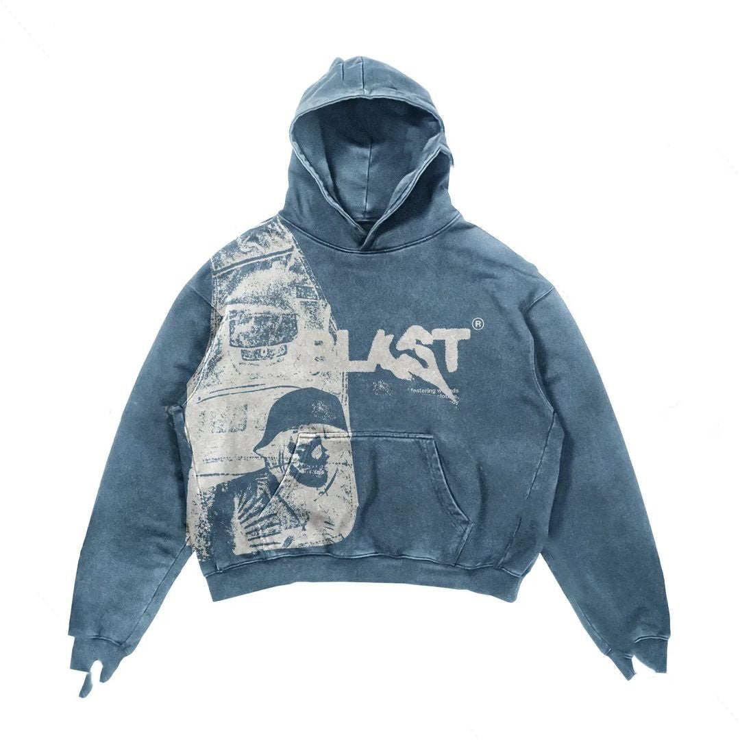 Oversized Cozy Mens Hoodie - Distressed Graphic, Polyester 3D Changing Face Moving Picture Frame - Tophatter Daily Deals