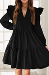 Ruffled V-Neck Long Sleeve Mini Dress - Tophatter Deals and Online Shopping - Electronics, Jewelry, Beauty, Health, Gadgets, Fashion - Tophatter's Discounts & Offers - tophatters - tophatters.co