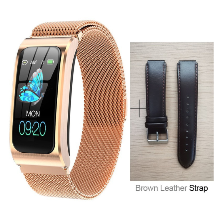 AK12 Intelligent Heart Rate Monitoring Bluetooth Sports Bracelet Gold B With 1spare Steel belt 0 - Tophatter Daily Deals