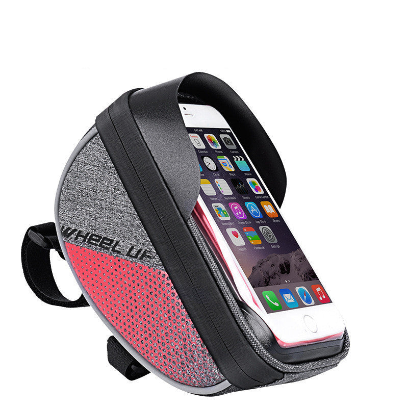 Bicycle Bag, Touch Screen Phone Bag, Mountain Bike Front Beam Bag, Cycling Bag, Handlebar Bag Dynamic black red 0 - Tophatter Daily Deals