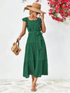 Tie Belt Ruffled Tiered Dress Casual Dresses - Tophatter Daily Deals