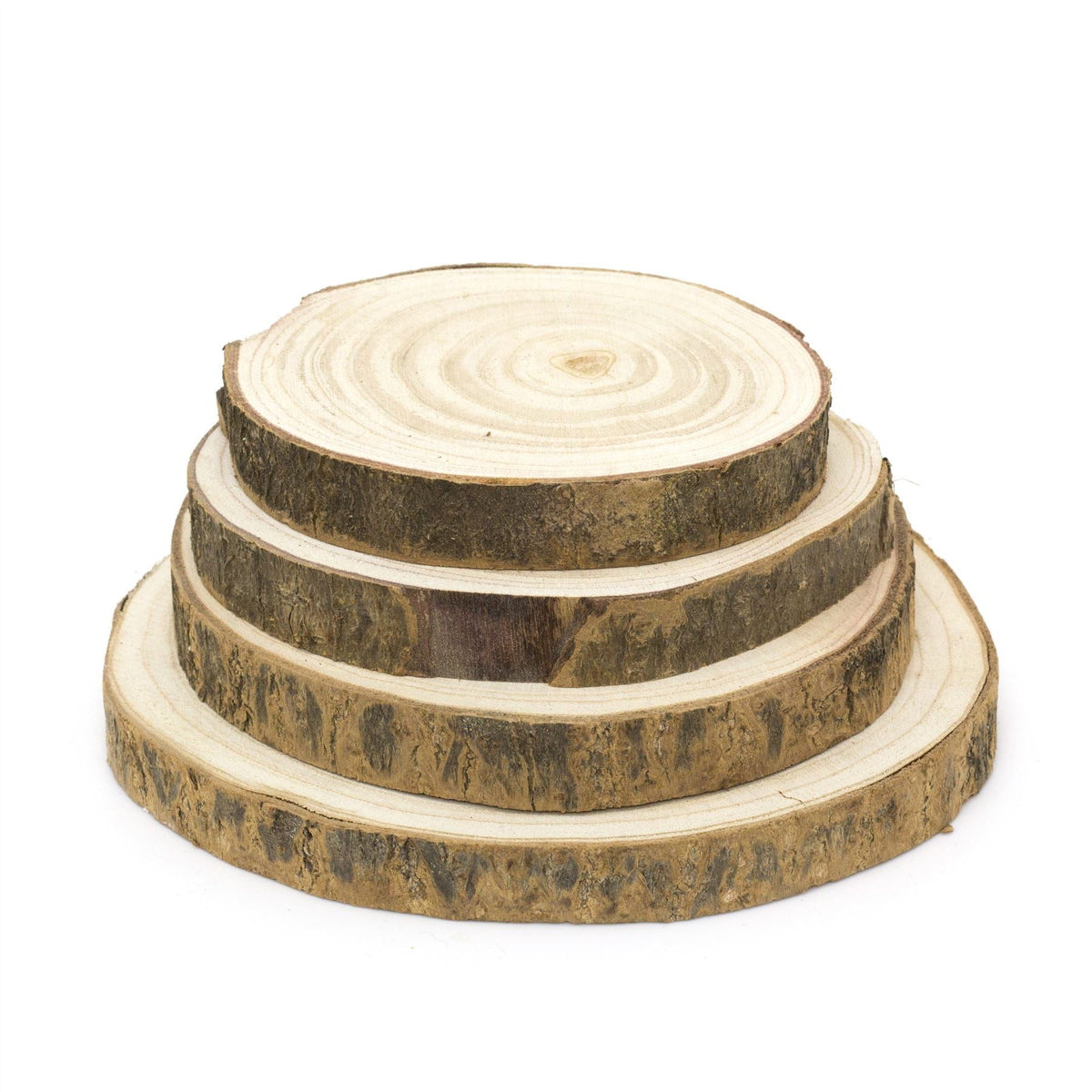 4 Piece Natural Wood Tree Bark Log Slices | Rustic Wedding Decorations Candle Stand | Table Centerpiece Candle Plate - Tophatter Daily Deals
