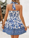 Cutout Printed Halter Neck Mini Dress Casual Dresses - Tophatter Daily Deals