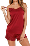 Lace Detail Cami and Shorts Lounge Set Loungewear Sets - Tophatter Daily Deals