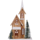 LED Wooden Christmas Church with Trees | Light-Up Nordic Chapel Ornament LED Light - Tophatter Daily Deals