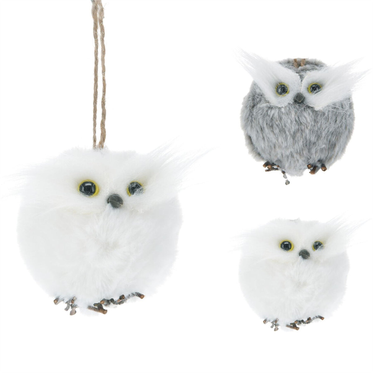Fluffy Owl Christmas Tree Bauble | Woodland Bird Ornament Hanging Decoration 6cm Baubles - Tophatter Daily Deals