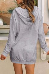 Drawstring Half Zip Hooded Dress Casual Dresses - Tophatter Daily Deals