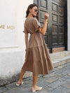 V-Neck Short Sleeve Midi Dress Casual Dresses - Tophatter Daily Deals