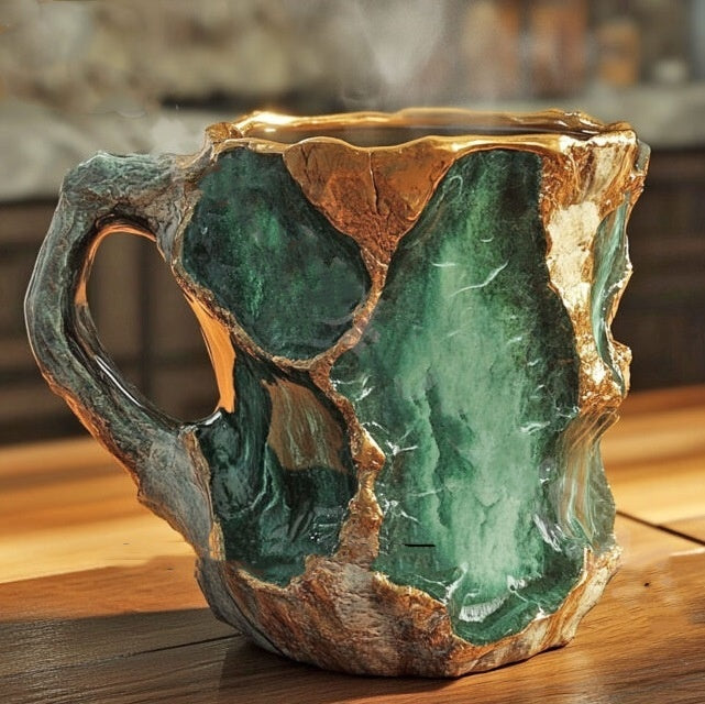 400ml Resin Mineral Crystal Coffee Mugs With Handles Elegant Fake Mineral Crystal Cup For Workplace Home Decor Christmas Gift Kitchen Gadgets Green Ore 10cm High No inner liner 0 - Tophatter Daily Deals