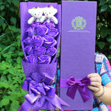 Bear Soap Flower Cartoon Flower Bundle Gift Box Purple 0 - Tophatter Daily Deals