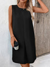 Ivy Lane Pocketed Round Neck Sleeveless Mini Dress Casual Dresses - Tophatter Daily Deals