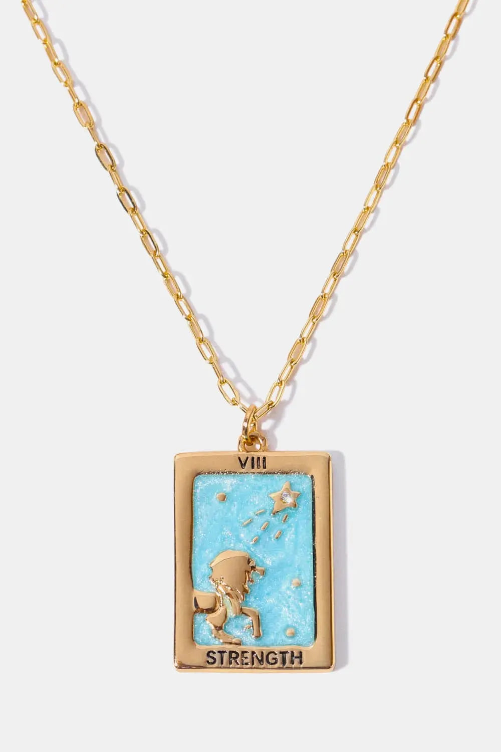 Tarot Card Pendant Copper Necklace Pastel Blue One Size Necklaces - Tophatter Daily Deals