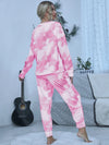 Tie-Dye Round Neck Top and Pants Lounge Set Loungewear Sets - Tophatter Daily Deals