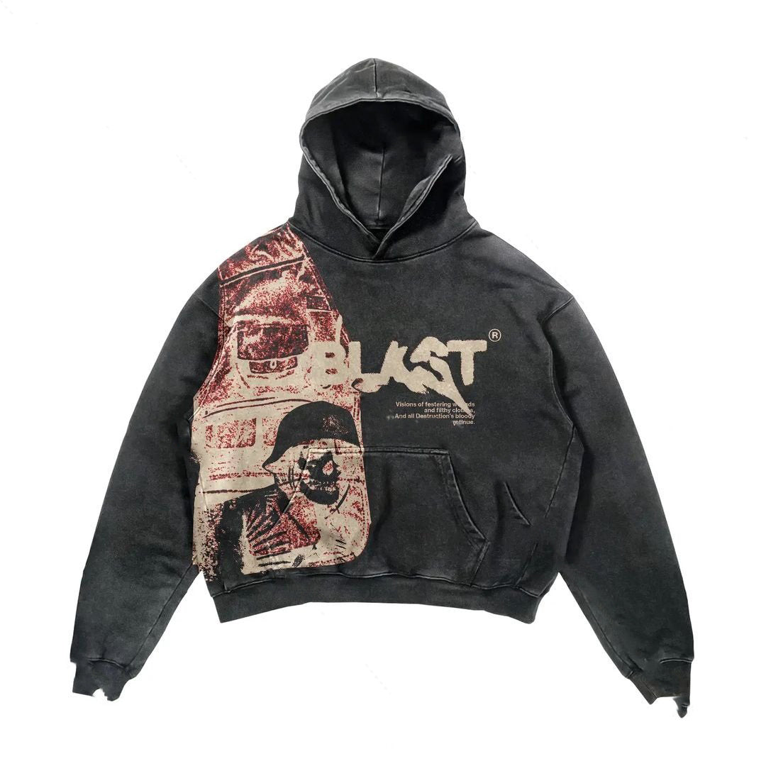 Oversized Cozy Mens Hoodie - Distressed Graphic, Polyester Black 3D Changing Face Moving Picture Frame - Tophatter Daily Deals