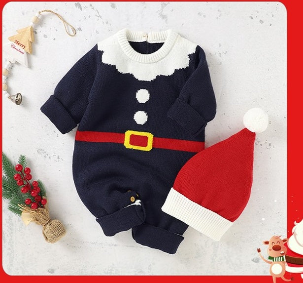 Baby Knitted Jumpsuits Christmas Cute Clothes And Hats 0 - Tophatter Daily Deals