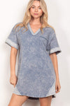 VERY J Short Sleeve V-Neck Tee Dress Denim Casual Dresses - Tophatter Daily Deals