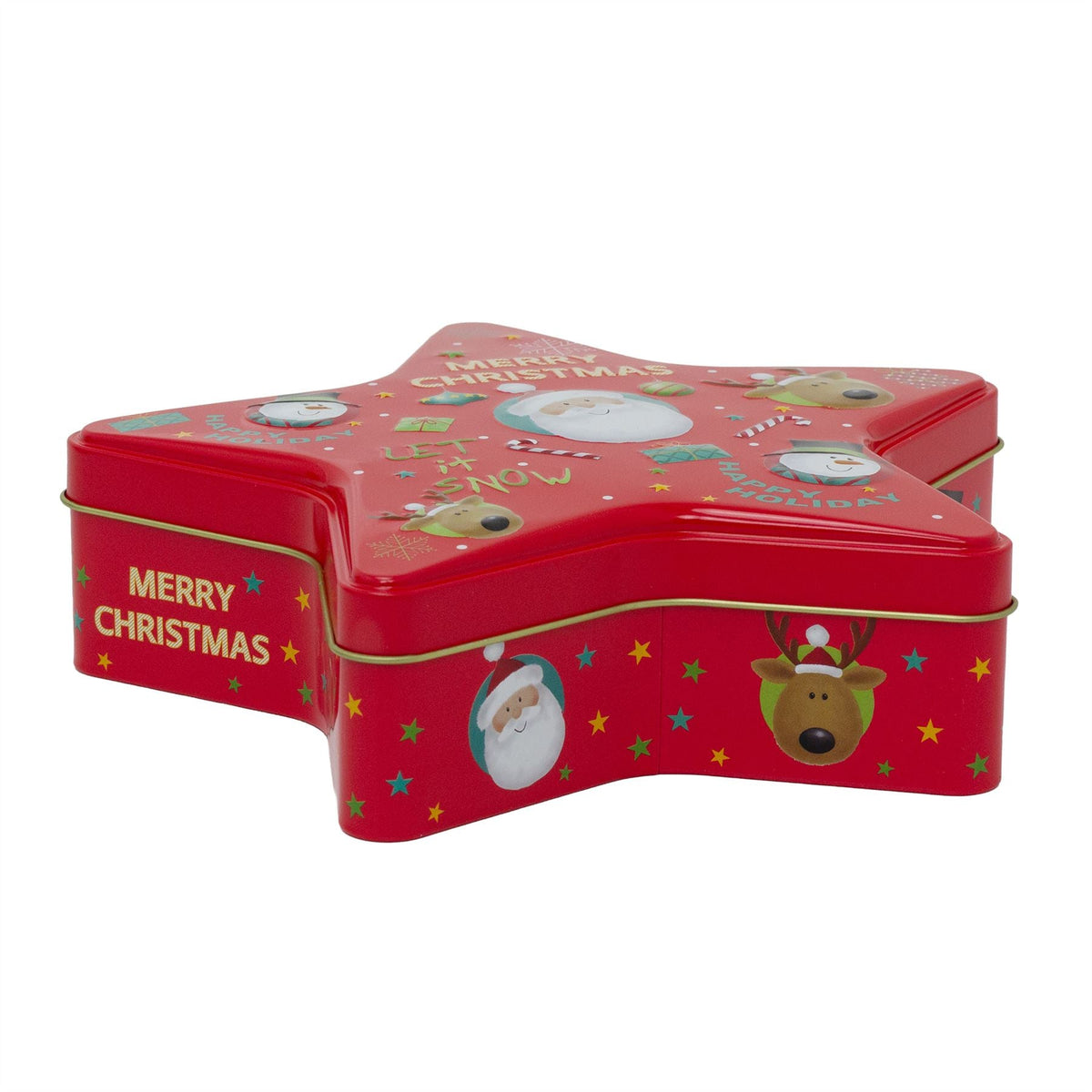 Red Star Christmas Tin Storage Boxes | Cookie Biscuit Tin Star Gift Box 19cm Tin - Tophatter Daily Deals