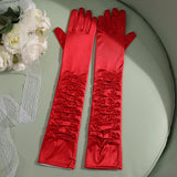 50cm Bridal Wedding Dress Satin Lengthened Gloves Red 50cm 0 - Tophatter Daily Deals