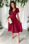 Surplice Puff Sleeve Midi Dress Casual Dresses - Tophatter Daily Deals