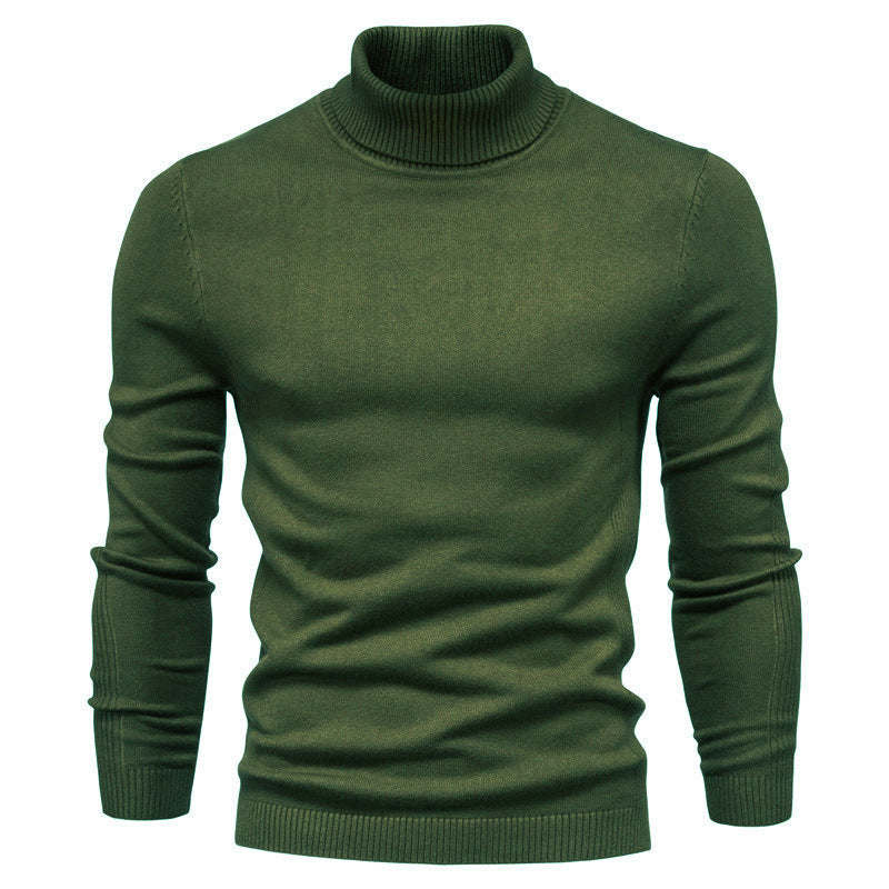 Soft Men's Turtleneck Sweater - Slim Fit Viscose Winter Army Green 3D Changing Face Moving Picture Frame - Tophatter Daily Deals
