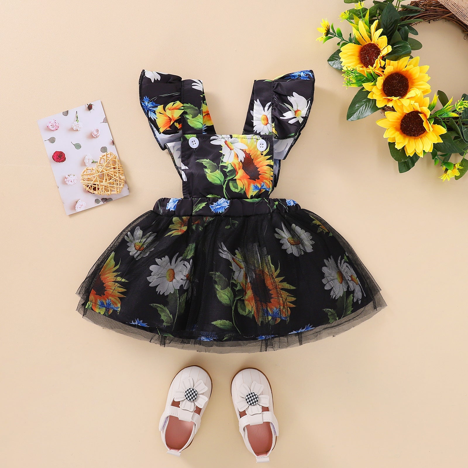 All-match Creative Baby Sunflower Mesh Skirt Black 0 - Tophatter Daily Deals