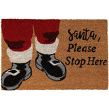 Santa Stops Here Christmas Doormat | Festive Coir Welcome Door Mat - 59x39cm Doormat - Tophatter Daily Deals