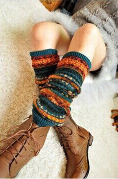 Autumn Winter Bohemian Thickened Woolen Socks Hole blue 0 - Tophatter Daily Deals