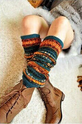Autumn Winter Bohemian Thickened Woolen Socks Hole blue 0 - Tophatter Daily Deals