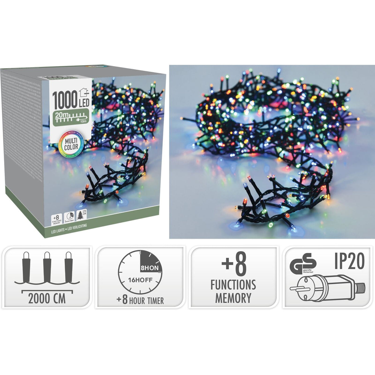 1000 Multicoloured LED String Lights | Microcluster LEDs for Indoor & Outdoor Fairy Lights - Tophatter Daily Deals