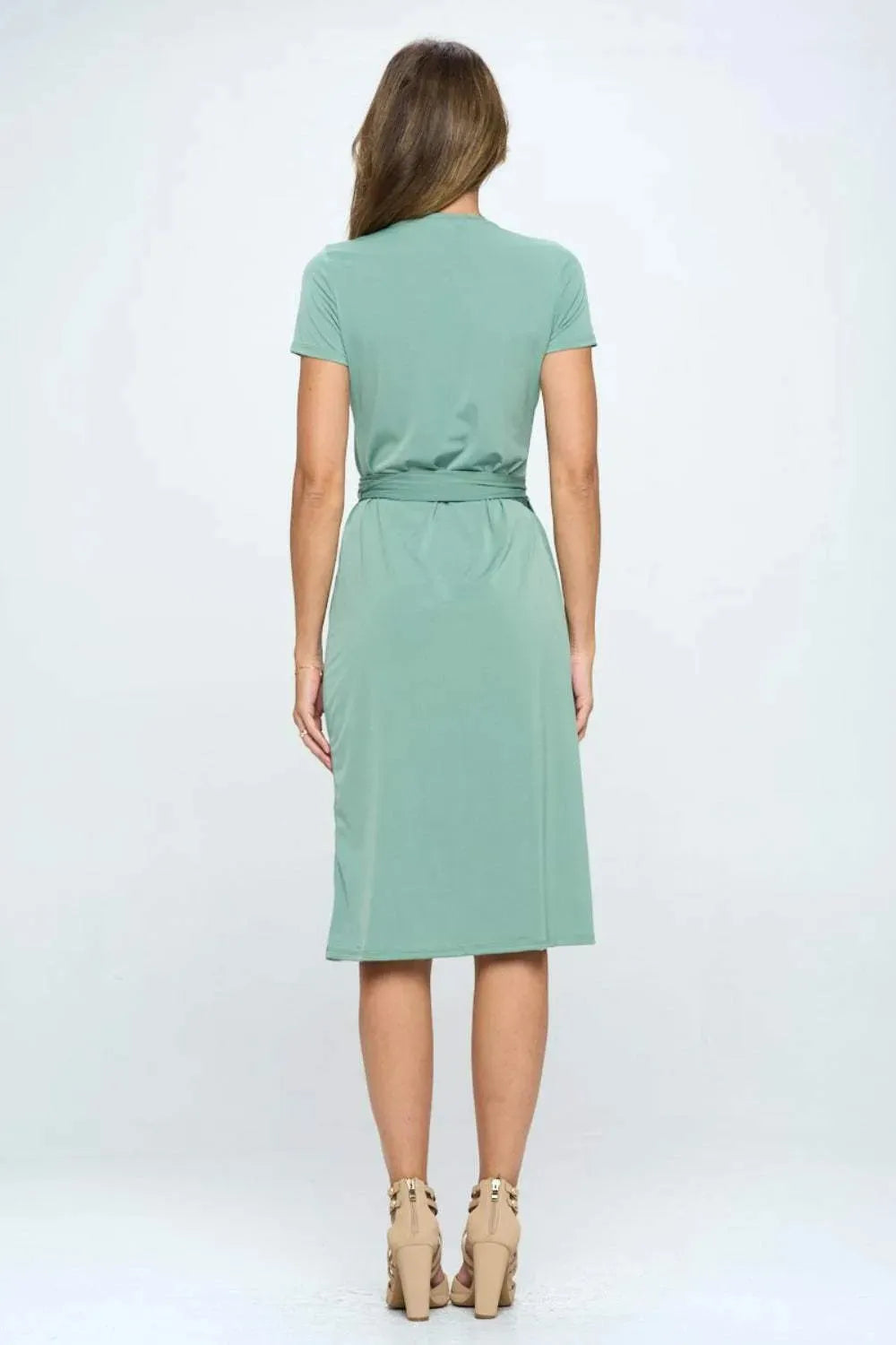 RENEE C Tie Front Surplice Short Sleeve Dress Casual Dresses - Tophatter Daily Deals