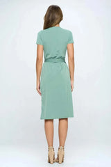 RENEE C Tie Front Surplice Short Sleeve Dress Casual Dresses - Tophatter Daily Deals