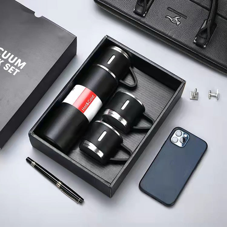 Business Gift Set Company Gift Event Stainless Steel Vacuum Flask Suit black 500ML 0 - Tophatter Daily Deals