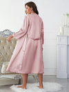 Satin V-Neck Cami, Shorts, and Belted Robe Pajama Set Loungewear Sets - Tophatter Daily Deals