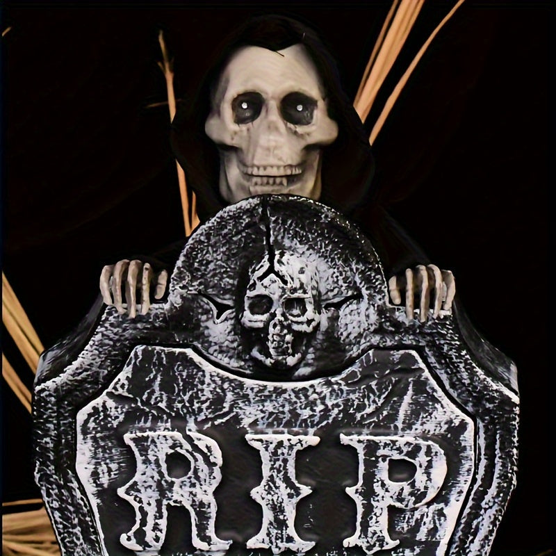 Glowing Halloween Tombstone with Red Light Skull Halloween - Tophatter Daily Deals