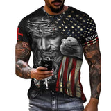 3D Printing Men's Breathable Crew Neck Short Sleeves 03Black 0 - Tophatter Daily Deals