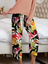 Round Neck Top and Printed Pants Lounge Set Loungewear Sets - Tophatter Daily Deals