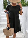 Embroidered Round Neck Short Sleeve Dress Casual Dresses - Tophatter Daily Deals