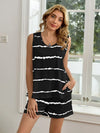 Striped Round Neck Tank and Shorts Lounge Set Black Loungewear Sets - Tophatter Daily Deals