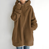 Warm Womens Fleece Hoodie - Oversized, Brushed Fleece Coffee - Tophatter Daily Deals