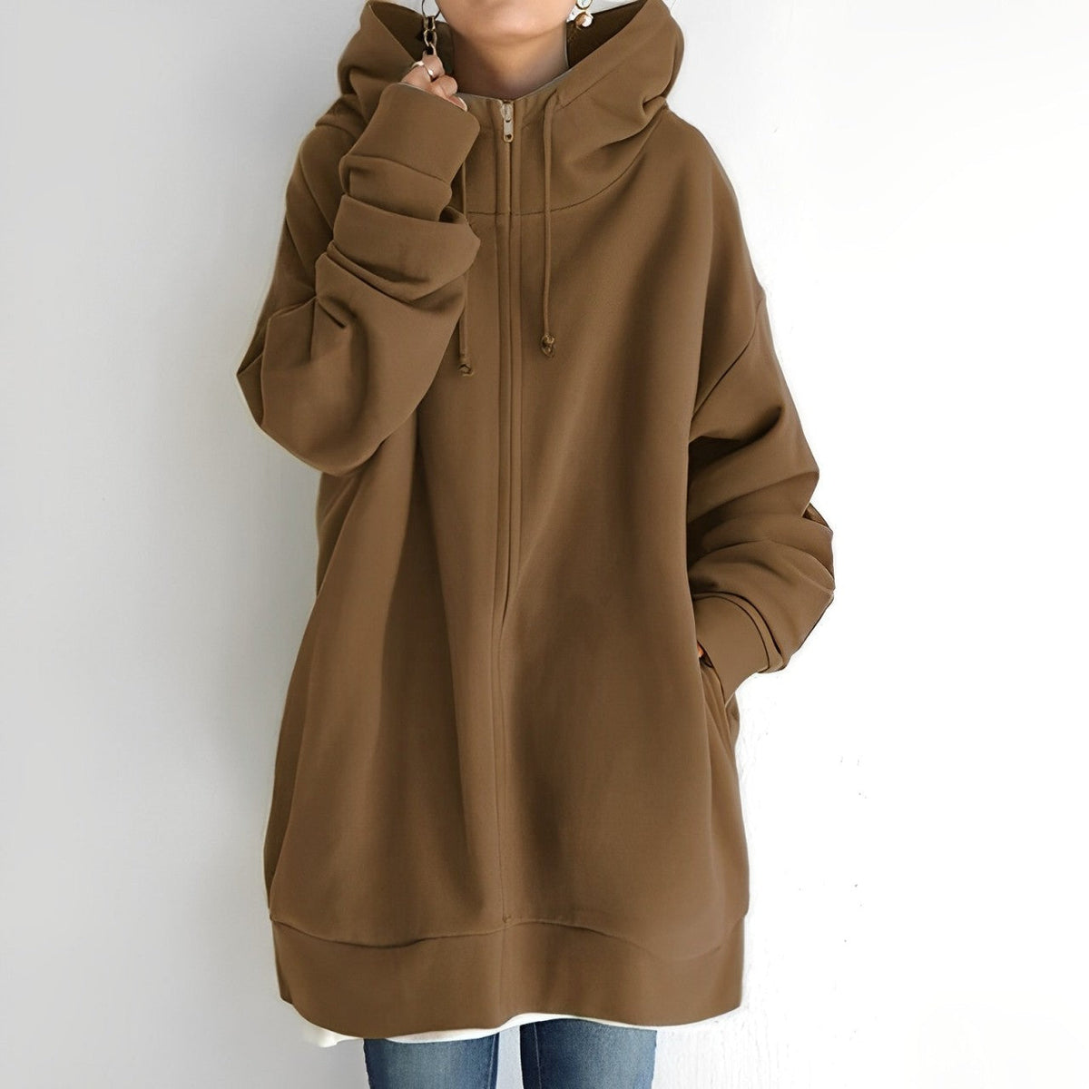 Warm Womens Fleece Hoodie - Oversized, Brushed Fleece Coffee - Tophatter Daily Deals