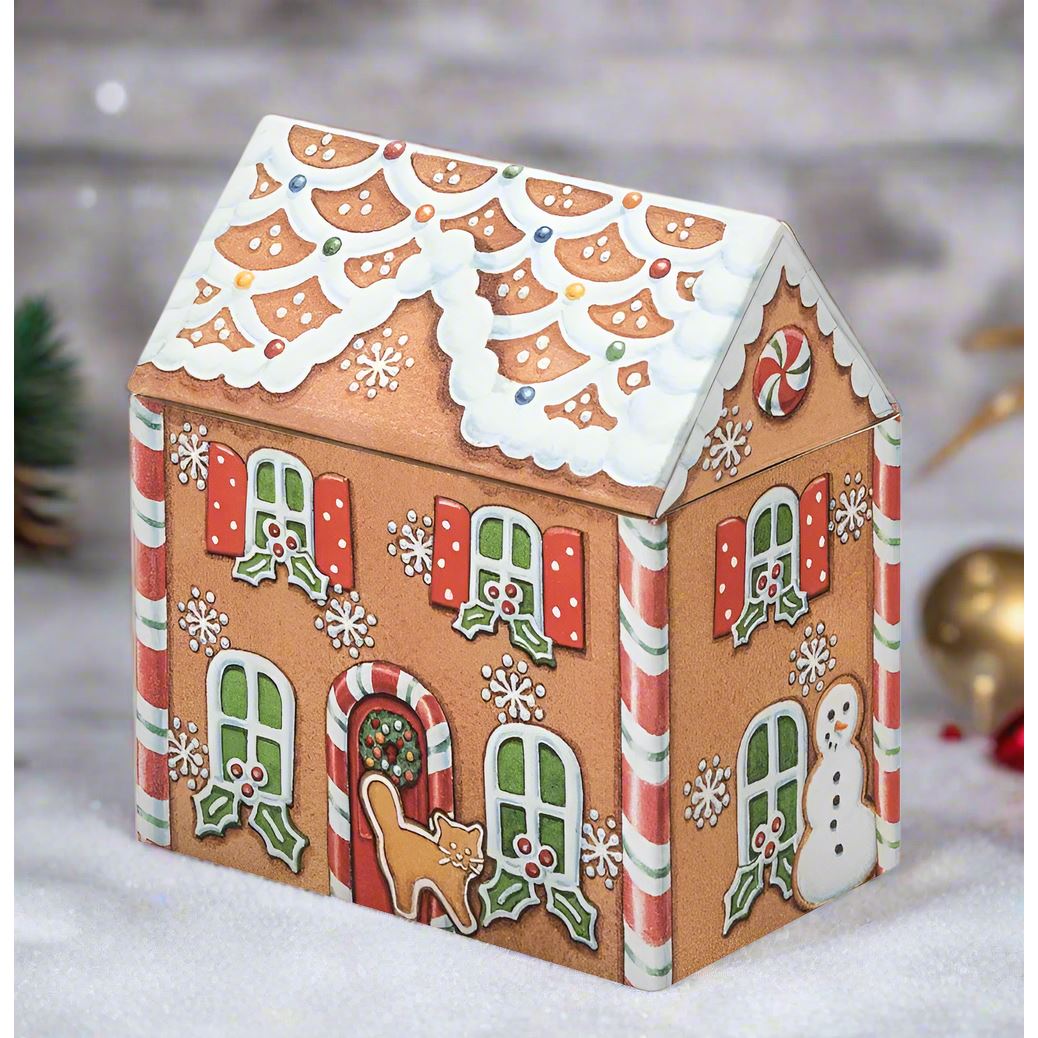 Dana Kubrik Large Gingerbread House Tin | Festive Christmas Storage Tin Tin - Tophatter Daily Deals