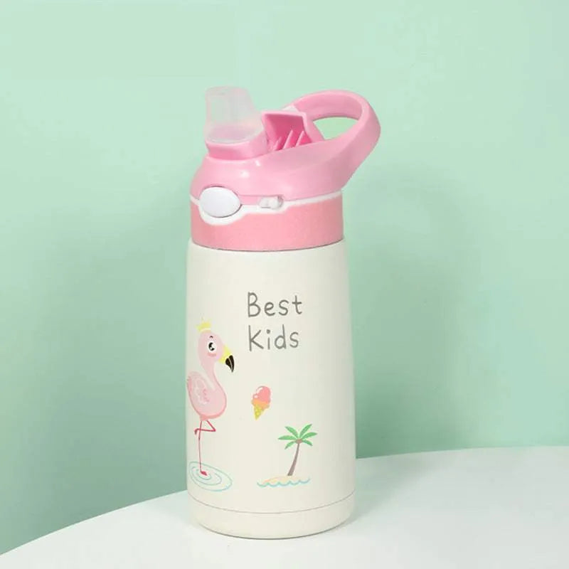 Tophatter's™ Sippy Straw Thermal Cup Pink Flamingo 400ml 13 oz Tumblers - Tophatter Daily Deals