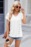 V-Neck Short Sleeve T-Shirt White Women's T-Shirts - Tophatter Daily Deals