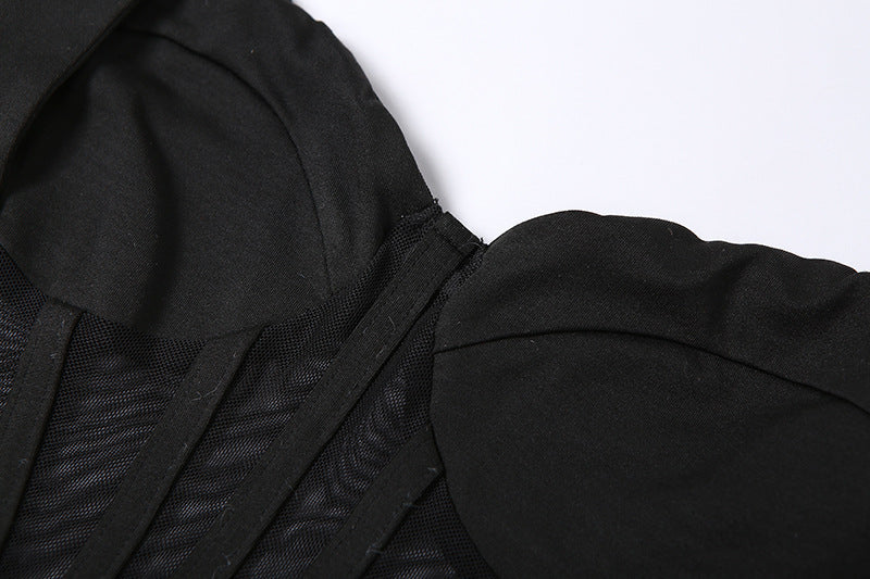 Back Mesh Pierced Air Quality Temperament Slit Dress 0 - Tophatter Daily Deals