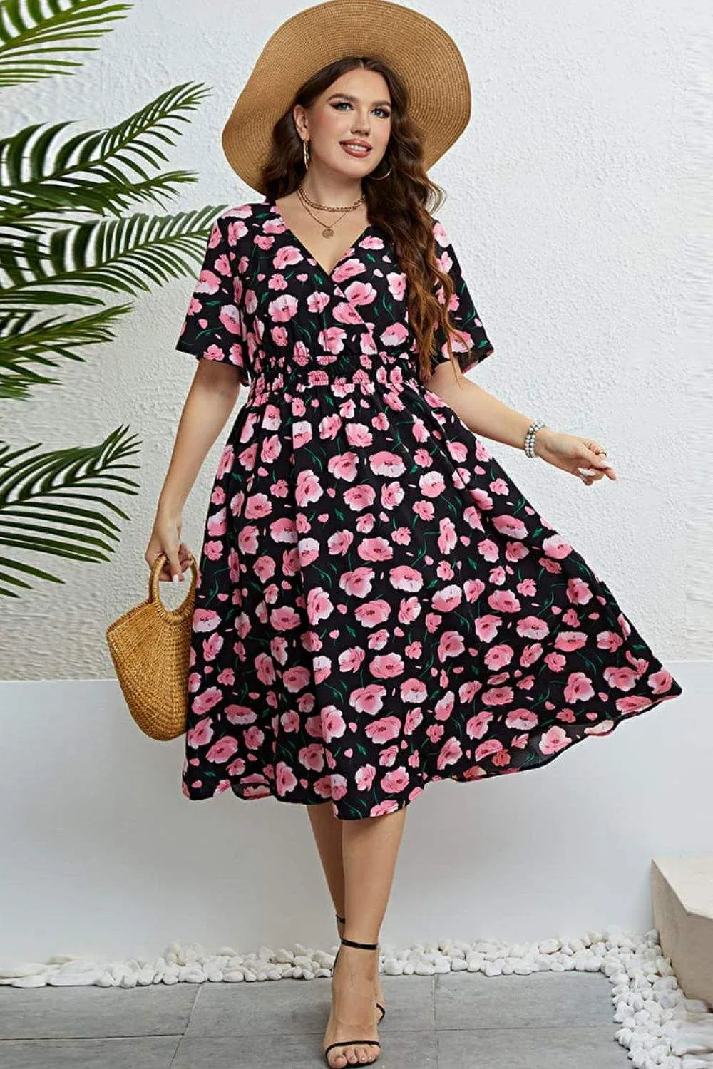 Floral Surplice Midi Dress Floral Casual Dresses - Tophatter Daily Deals
