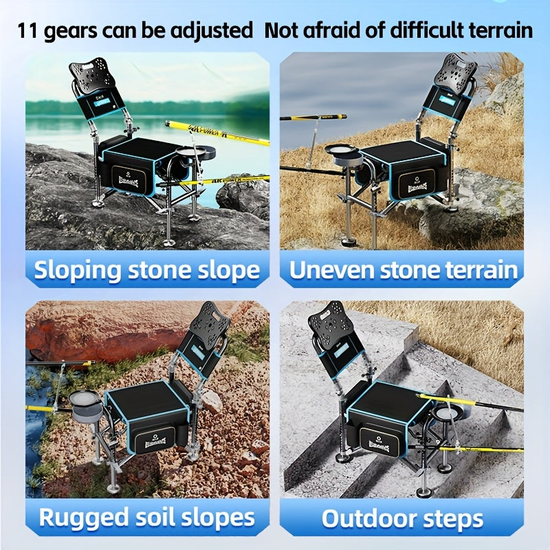 Portable Fishing Chair Adjustable Foldable Black Iron Outdoor > Fishing - Tophatter Daily Deals
