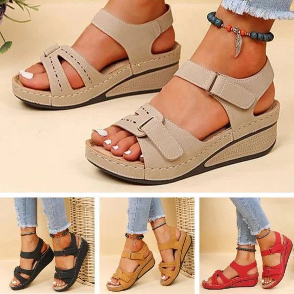 Women’s Orthopedic Comfort Sandals with Gel Sole – Adjustable Velcro, Breathable Design – Black Orthopedic Sandals - Tophatter Daily Deals