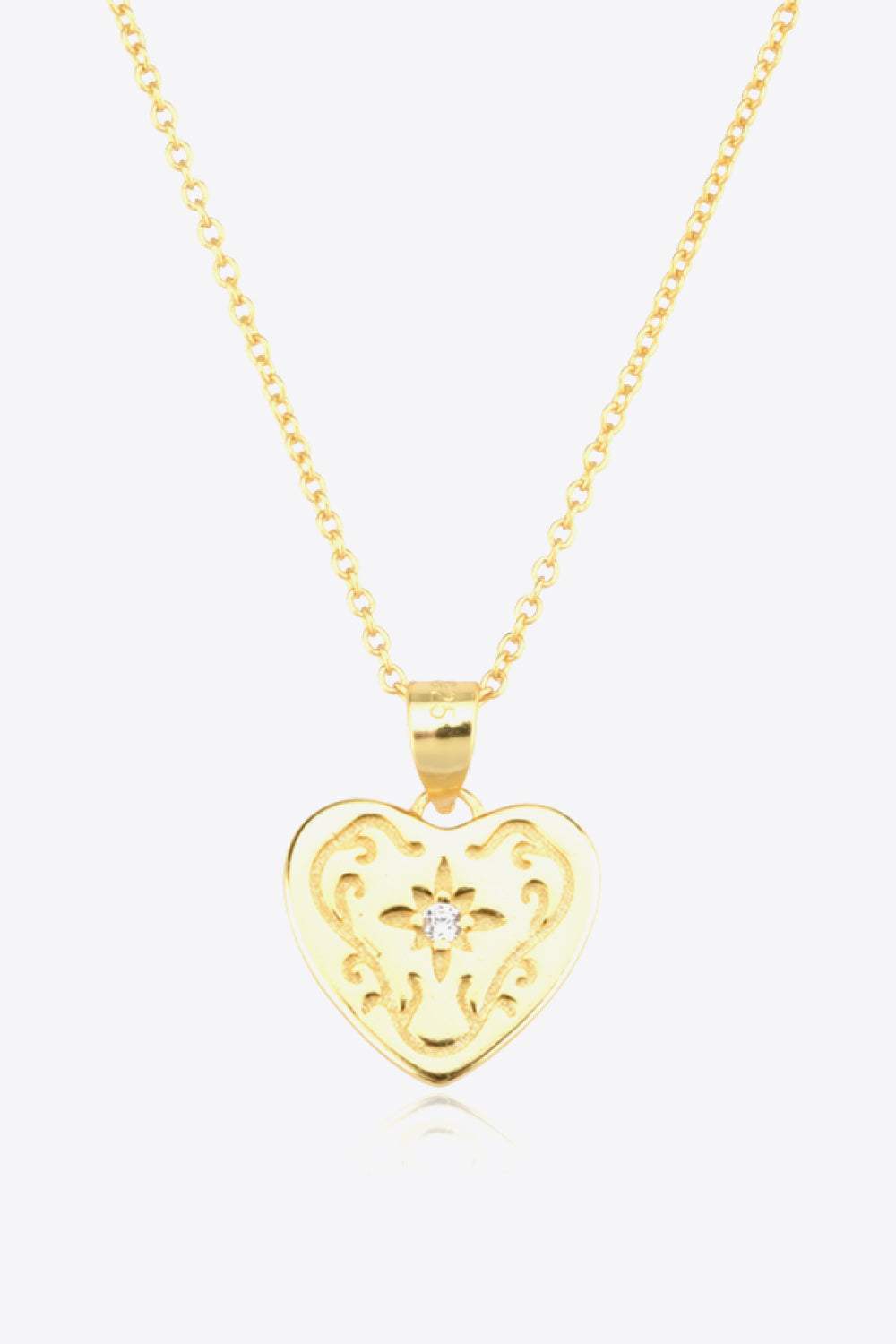 Heart Pendant 925 Sterling Silver Necklace Gold One Size Necklaces - Tophatter Daily Deals